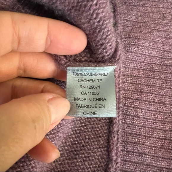 360 Sweater poncho 100%Cashmere pullover, dusty purple, turtleneck, 3/4 sleeve - Picture 8 of 9